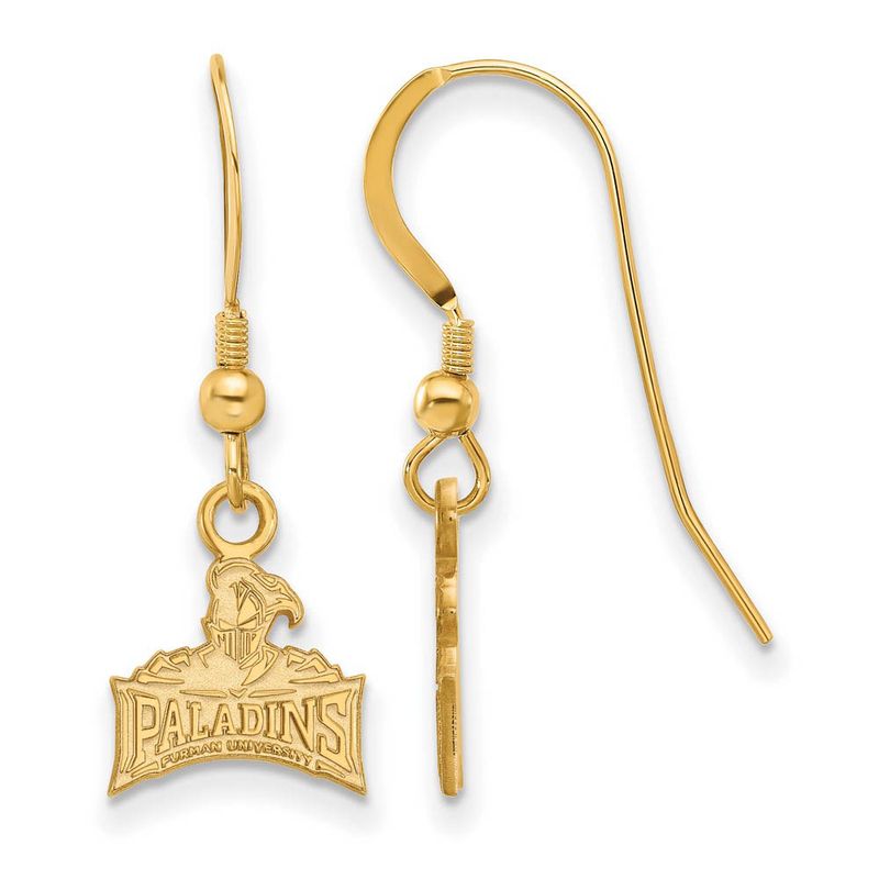 14k Gold Plated Silver Furman University Xs (Tiny) Dangle Earrings